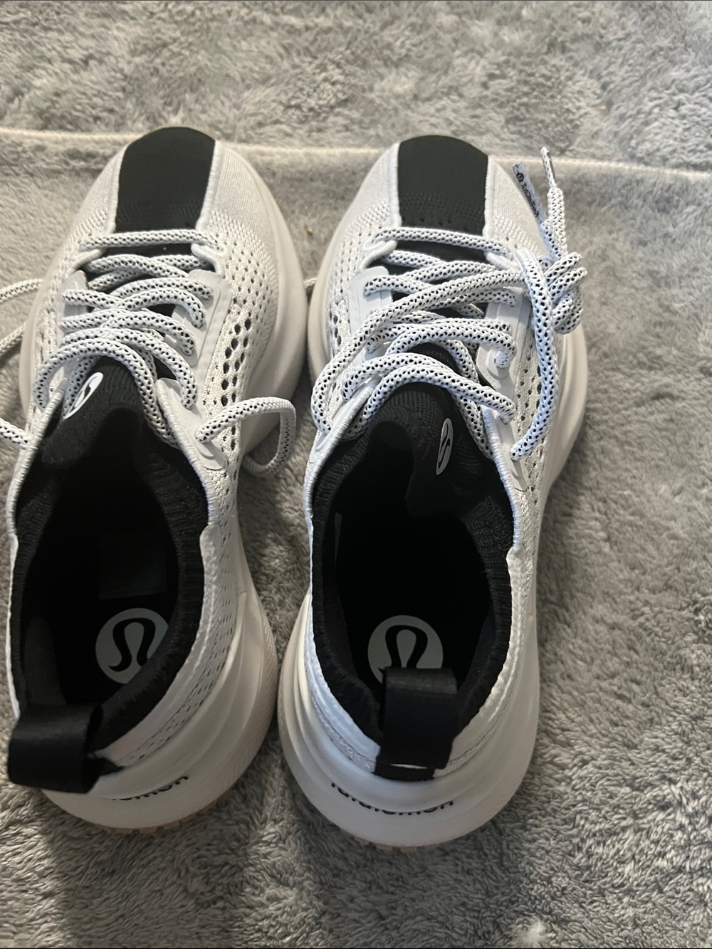 Lululemon Chargefeel 3 White and Black Mesh Lace-Up Sneakers